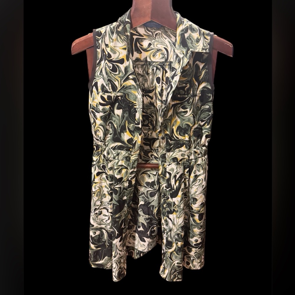 Simply Vera by Vera Wang Women's Swirl Print dress  - Black/White/Olive size S